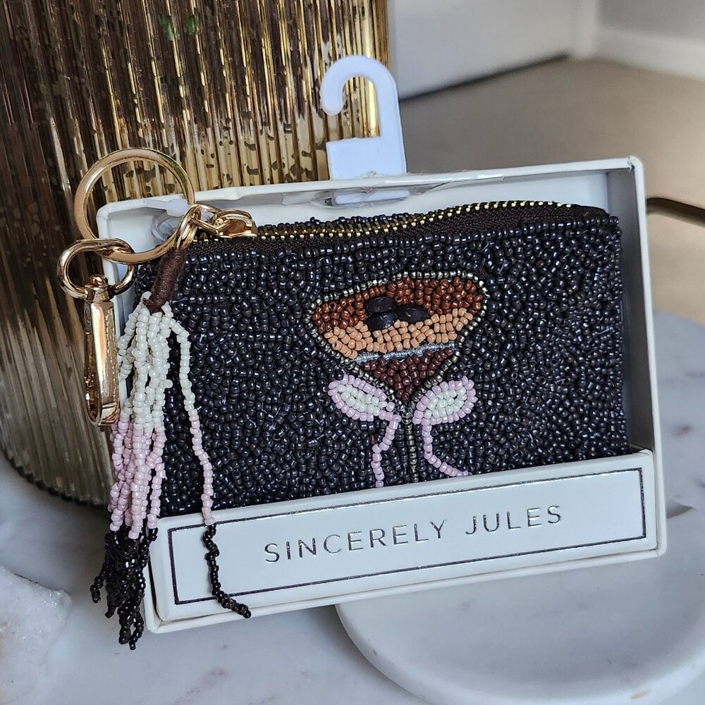 Beaded Espresso Martini Pouch / Keyholder NEW